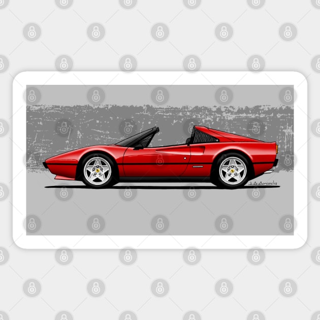 The red Maranello Italian classic sports car Sticker by jaagdesign